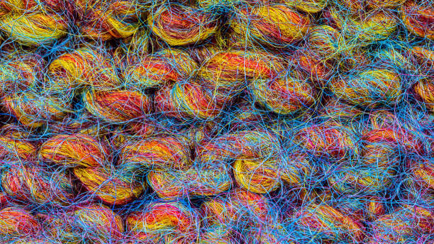 closed look a wool yarn with clear fibers, multiple color