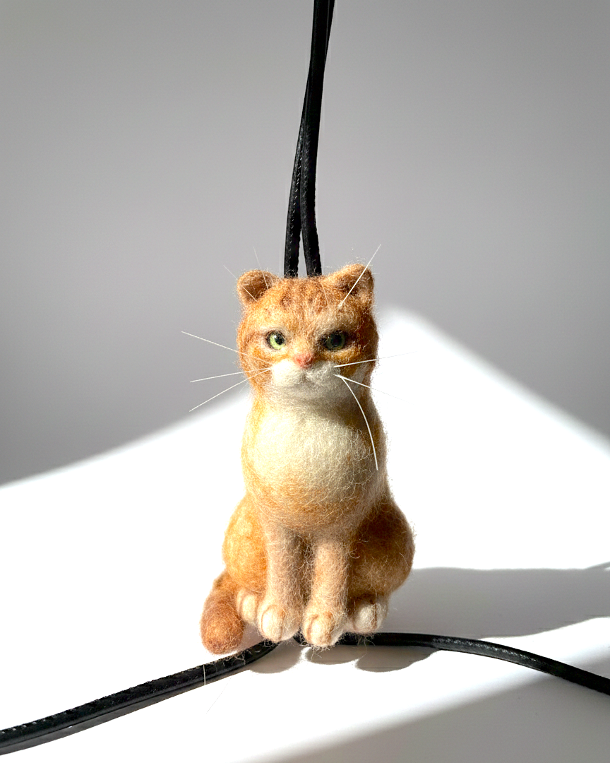 Ginger Cat Wool Charm - Woobbi
