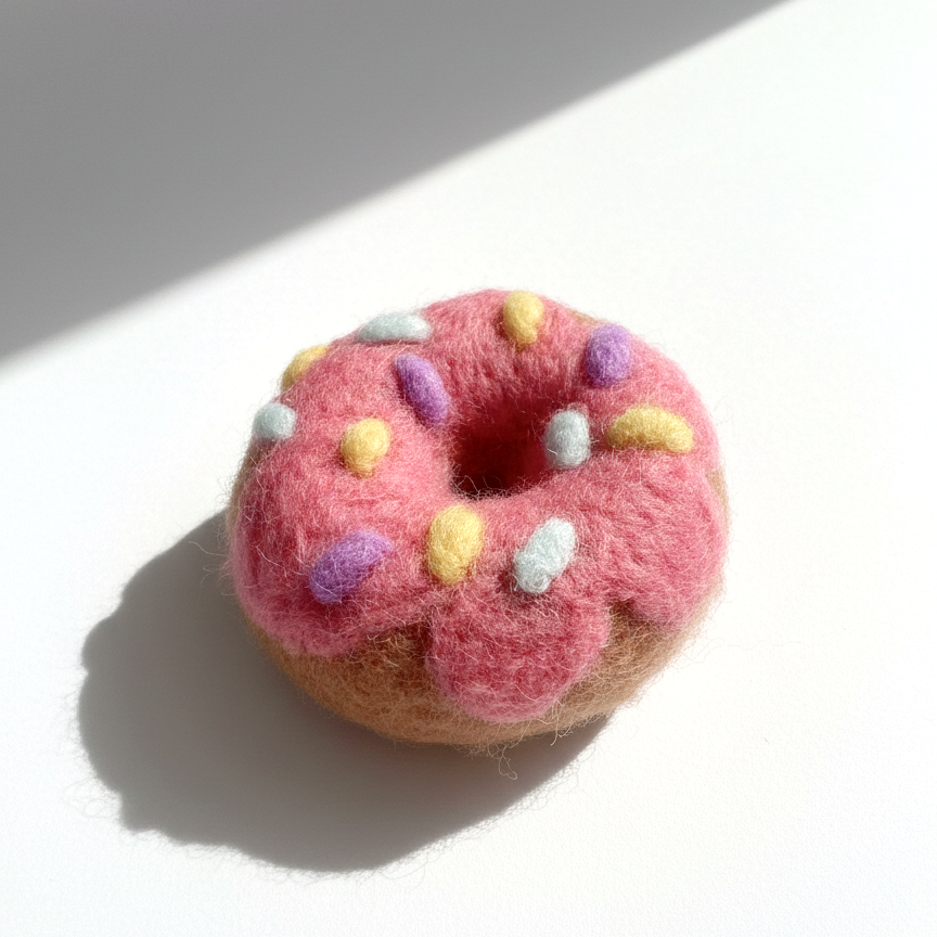 Pink Frosted Donut Wool Magnet - Woobbi