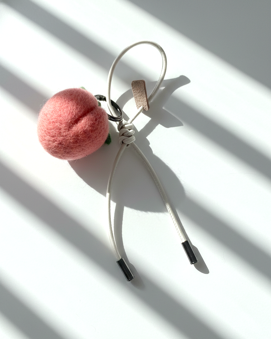 Peach Wool Bag & Keychain Charm - Woobbi
