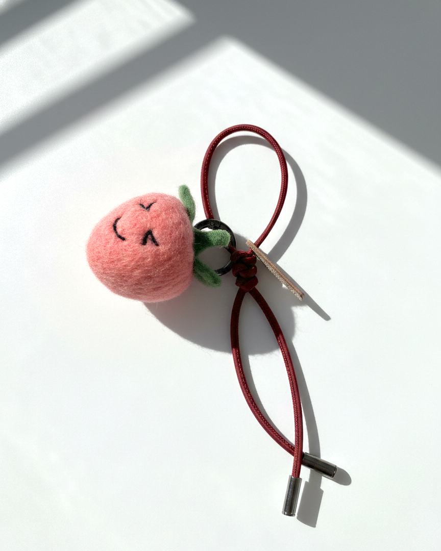 Peach Wool Bag & Keychain Charm - Woobbi