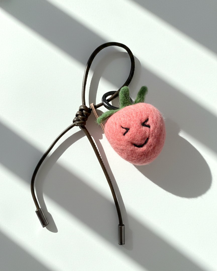 Peach Wool Bag & Keychain Charm - Woobbi