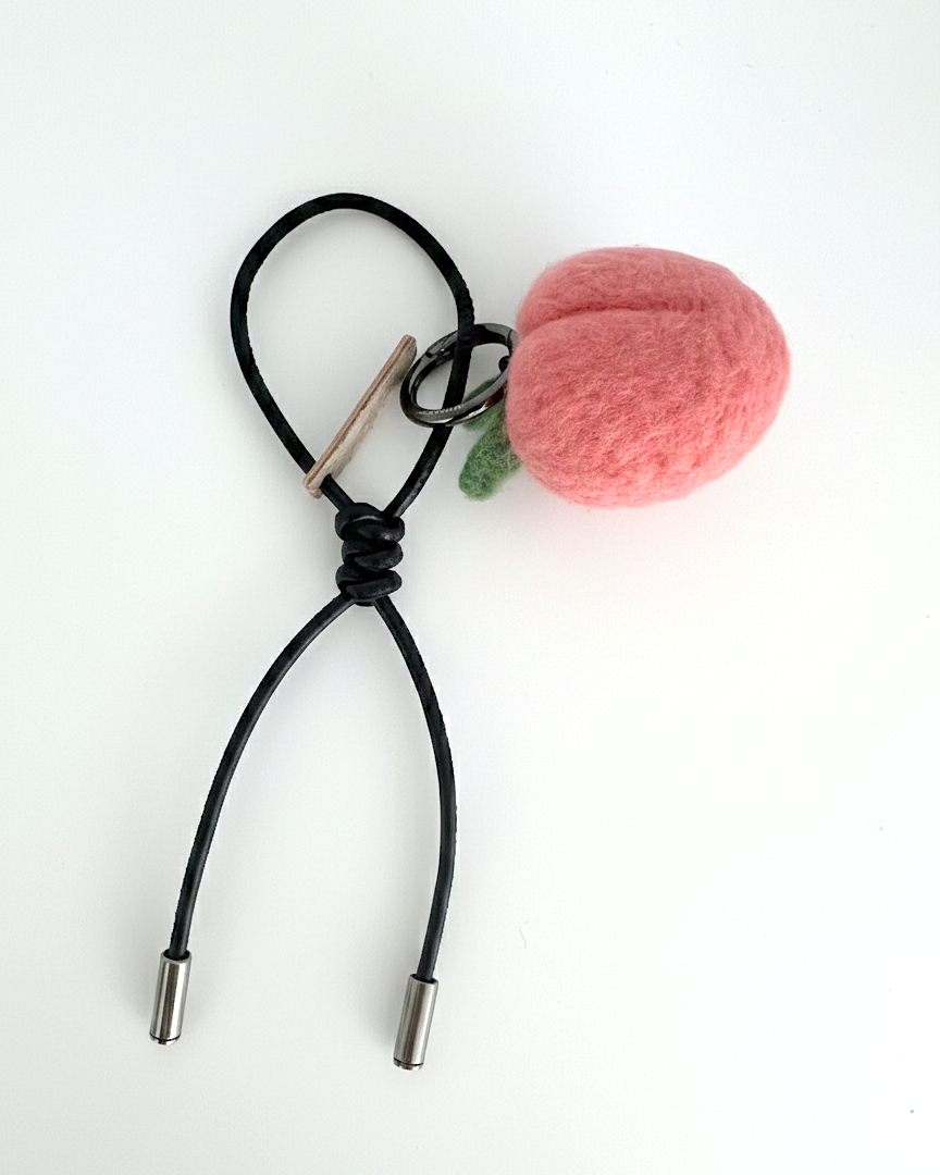Peach Wool Bag & Keychain Charm - Woobbi