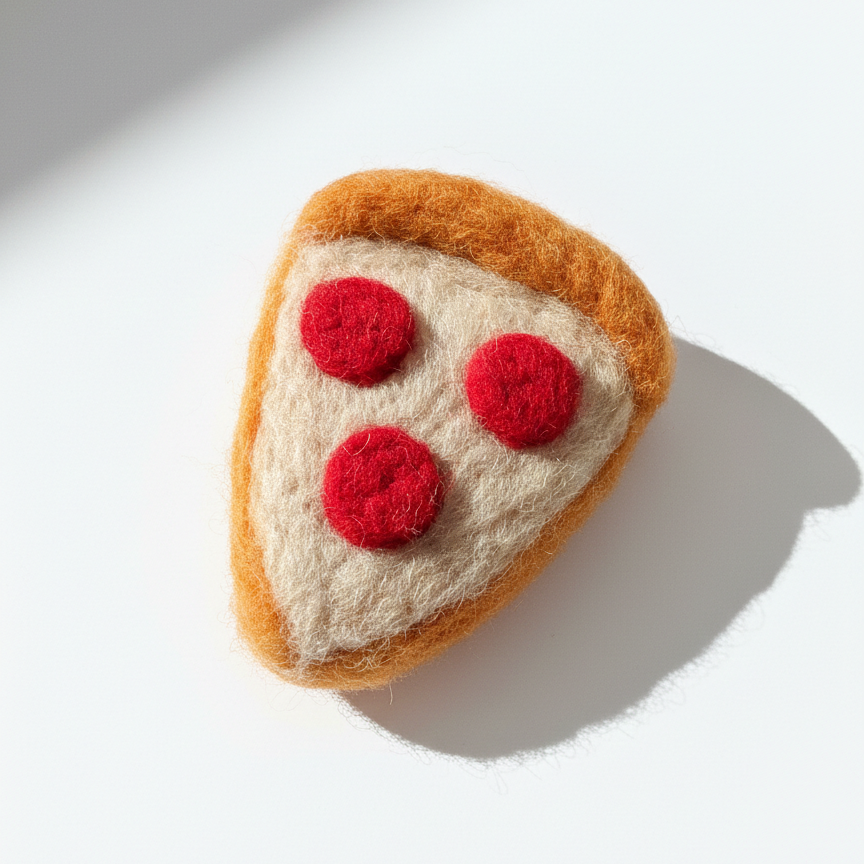 Pepperoni Slice Wool Magnet - Woobbi