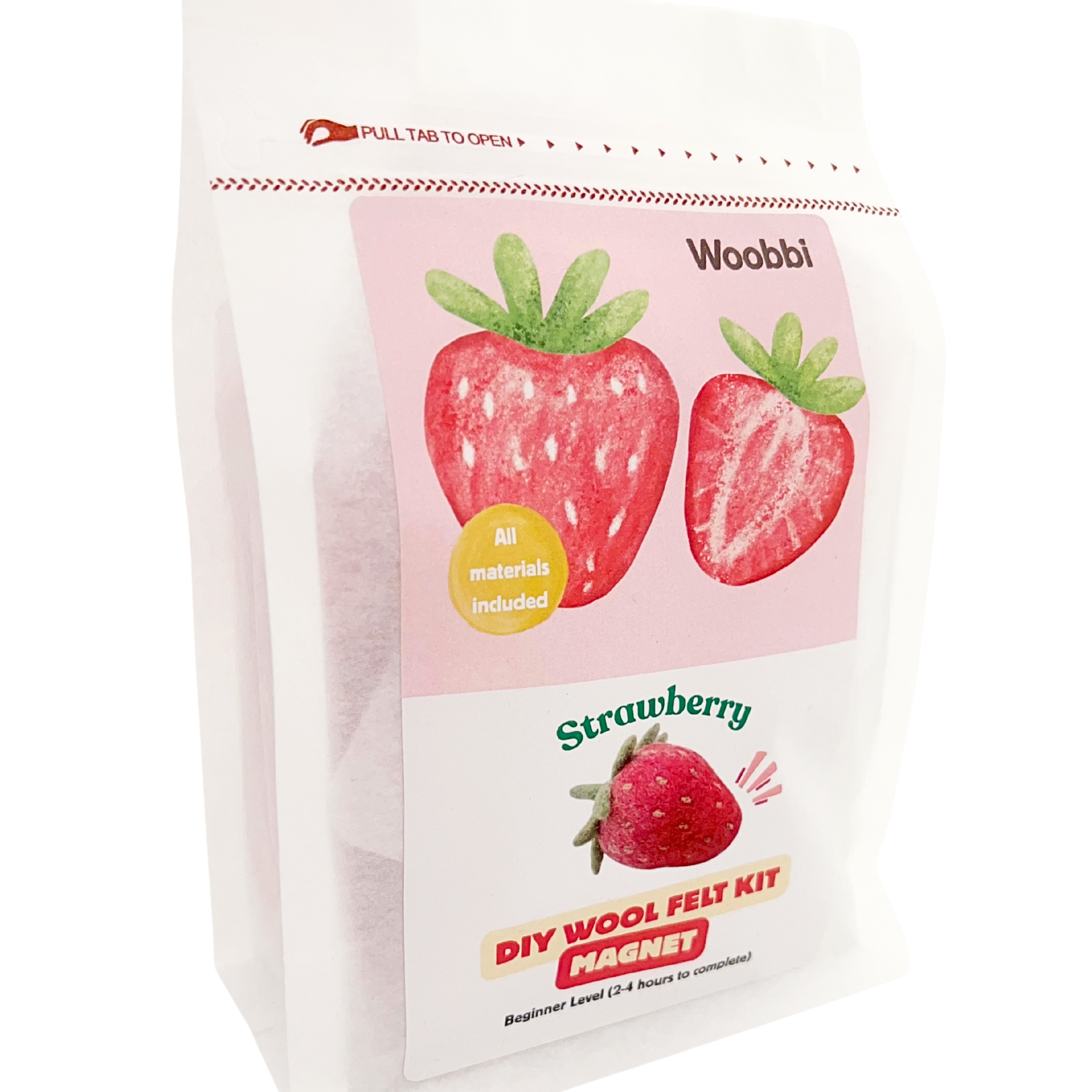 Strawberry DIY Wool Felt Magnet Kit - Woobbi