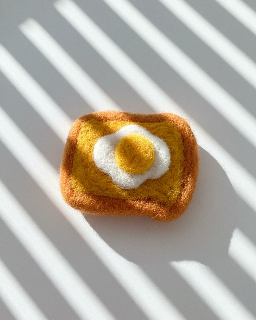 Sunny Egg Toast Wool Magnet - Woobbi